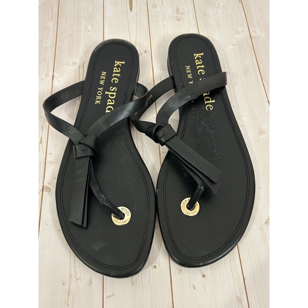 Kate Spade New York Black Knot Strap Thong‎ Sandals Slides Size 9.5B